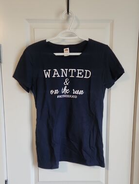 Navy 'Wanted & on the run' Graphic Tee
